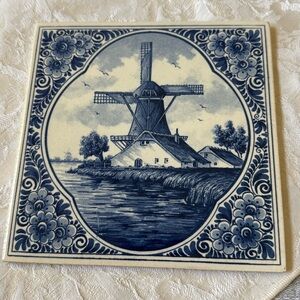 Delft Blauw Holland 6x6 Blue Windmill Tile